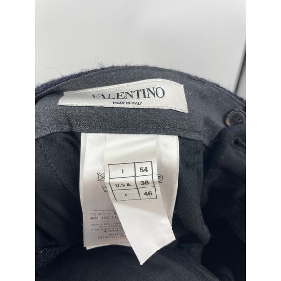 Valentino Pants Mens 38 Dress Slim Tapered Fit Navy Blue Virgin Wool NEW - Picture 3 of 7